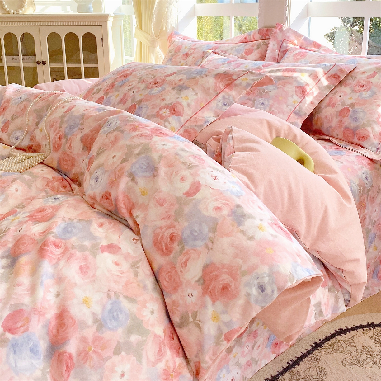 91家纺网 家纺一手货源 找家纺 宝齐莱家纺 2025新款全棉磨毛印花床单四件套-系列二 甜梦