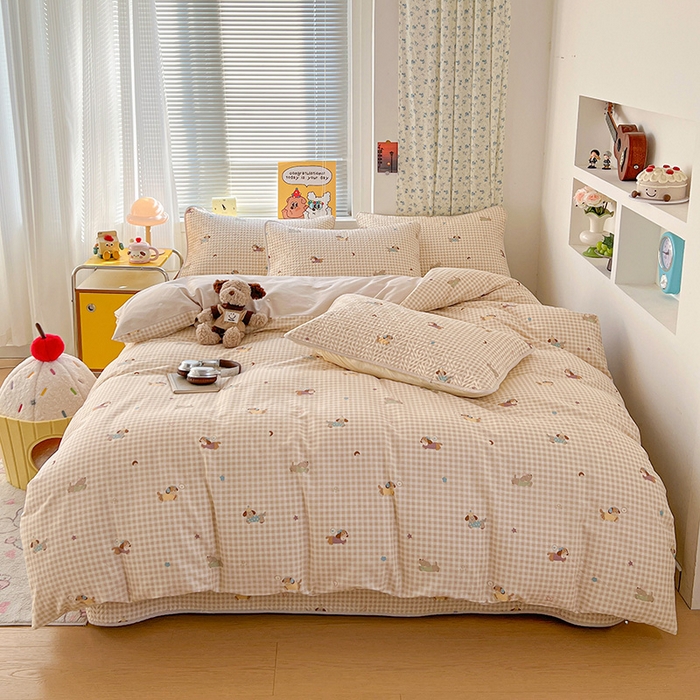 91家纺网 家纺一手货源 找家纺 羽爱家纺 2025新款A类全棉印花水洗床盖三件套系列 汪汪队