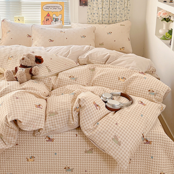 91家纺网 家纺一手货源 找家纺 羽爱家纺 2025新款A类全棉印花水洗床盖三件套系列 汪汪队