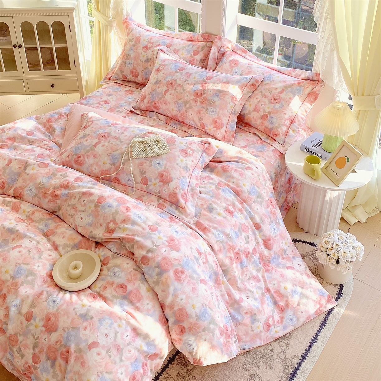 91家纺网 家纺一手货源 找家纺 宝齐莱家纺 2025新款全棉磨毛印花床单四件套-系列二 甜梦