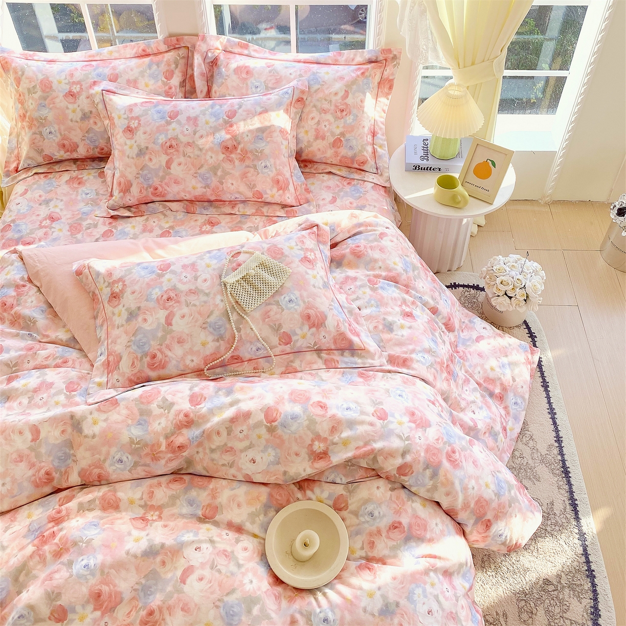 91家纺网 家纺一手货源 找家纺 宝齐莱家纺 2025新款全棉磨毛印花床单四件套-系列二 甜梦