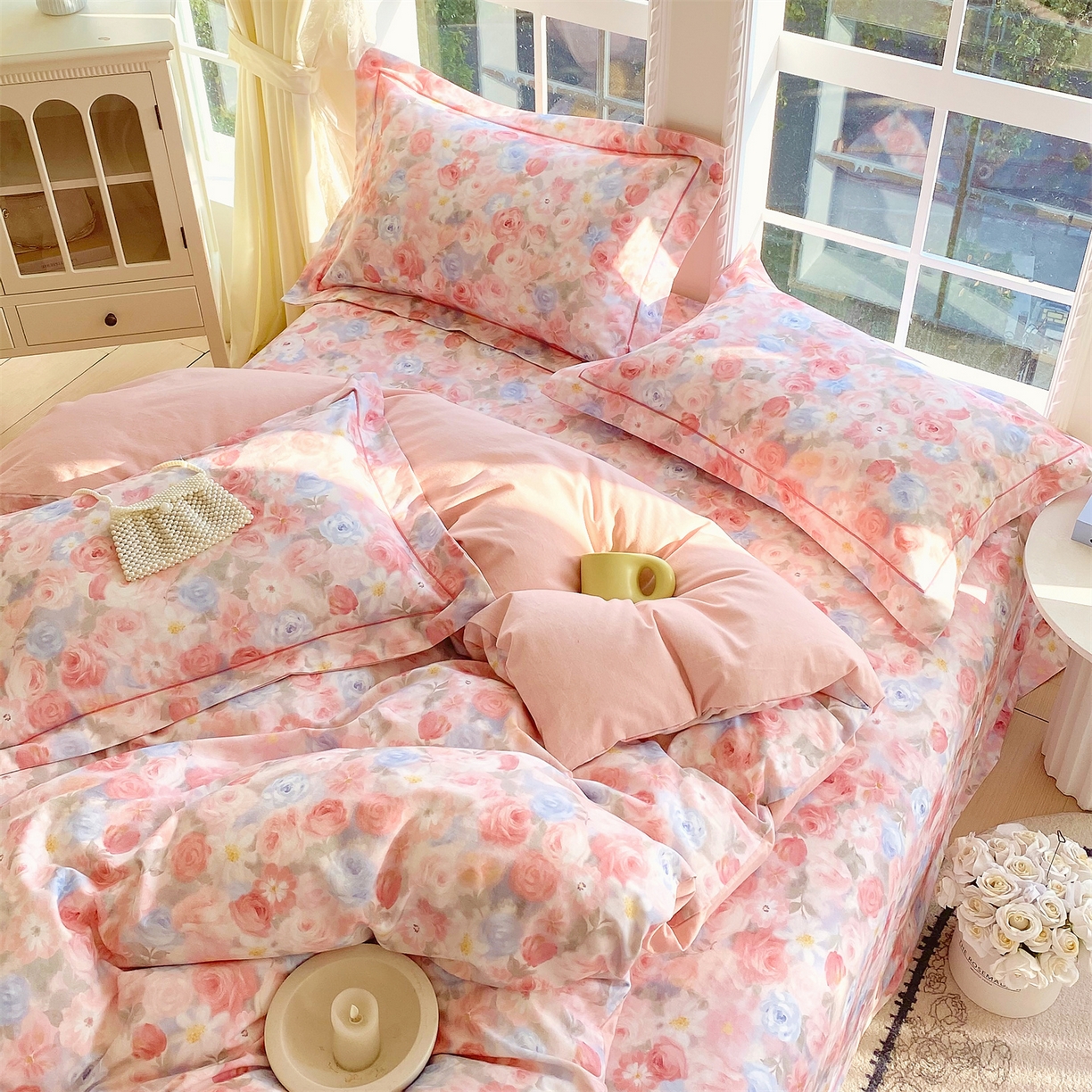 91家纺网 家纺一手货源 找家纺 宝齐莱家纺 2025新款全棉磨毛印花床单四件套-系列二 甜梦