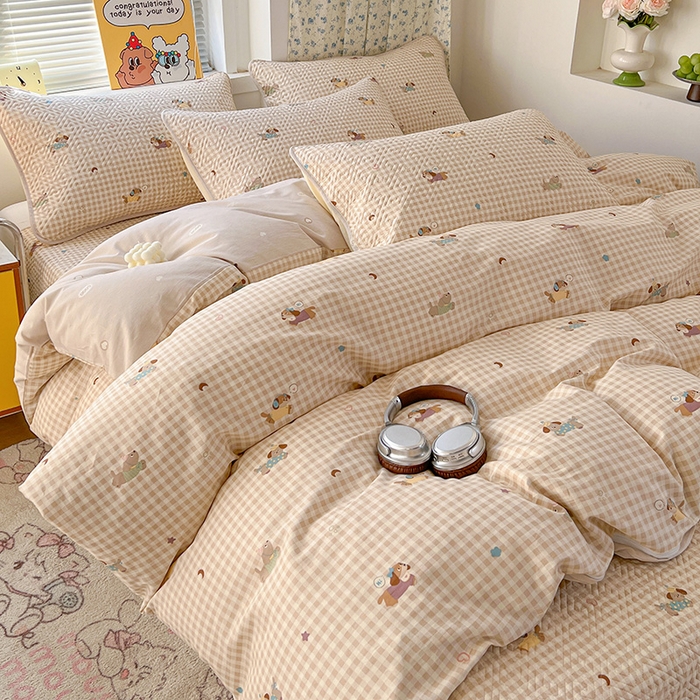 91家纺网 家纺一手货源 找家纺 羽爱家纺 2025新款A类全棉印花水洗床盖三件套系列 汪汪队