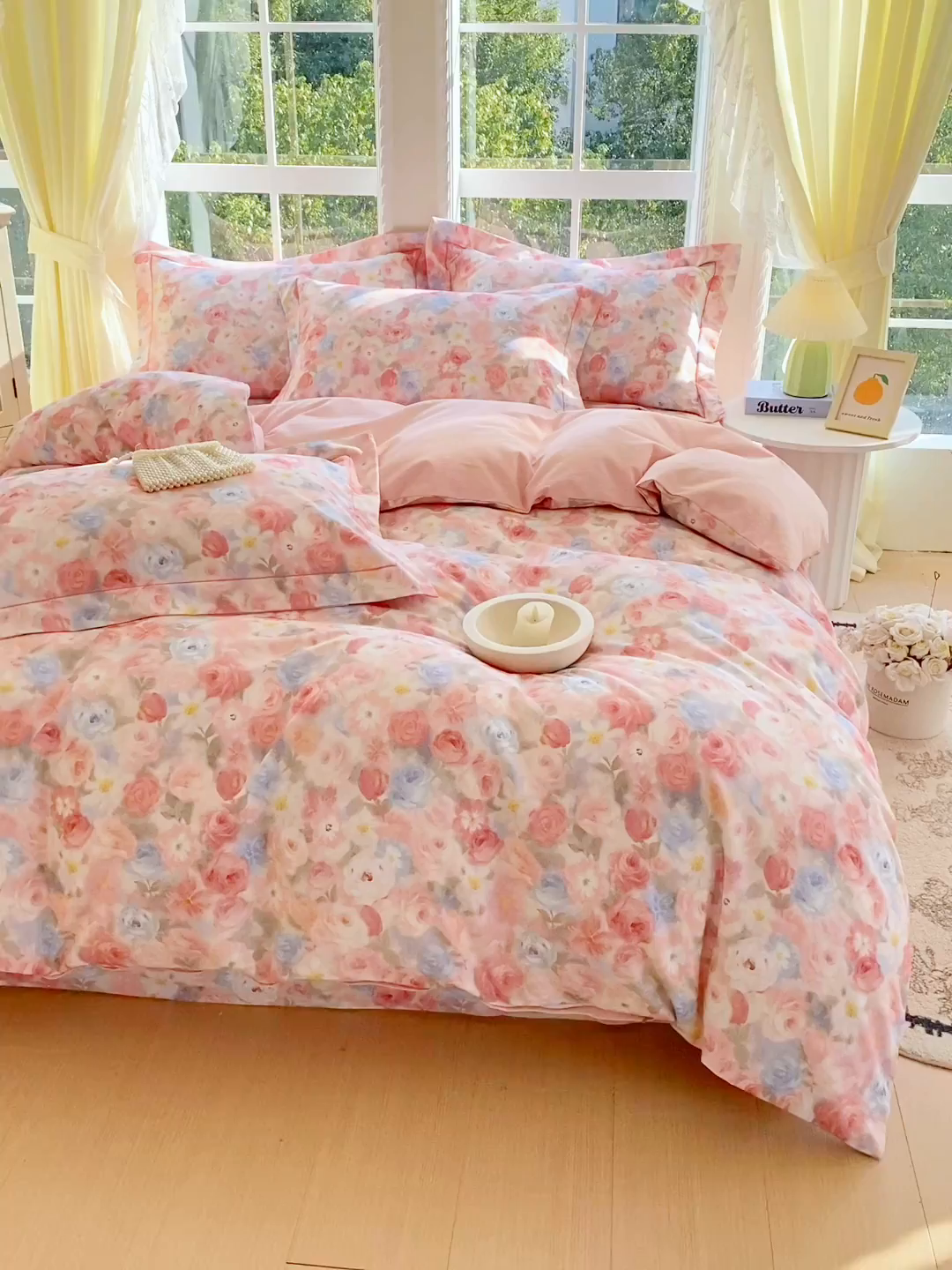 91家纺网 家纺一手货源 找家纺 宝齐莱家纺 2025新款全棉磨毛印花床单四件套-系列二 甜梦