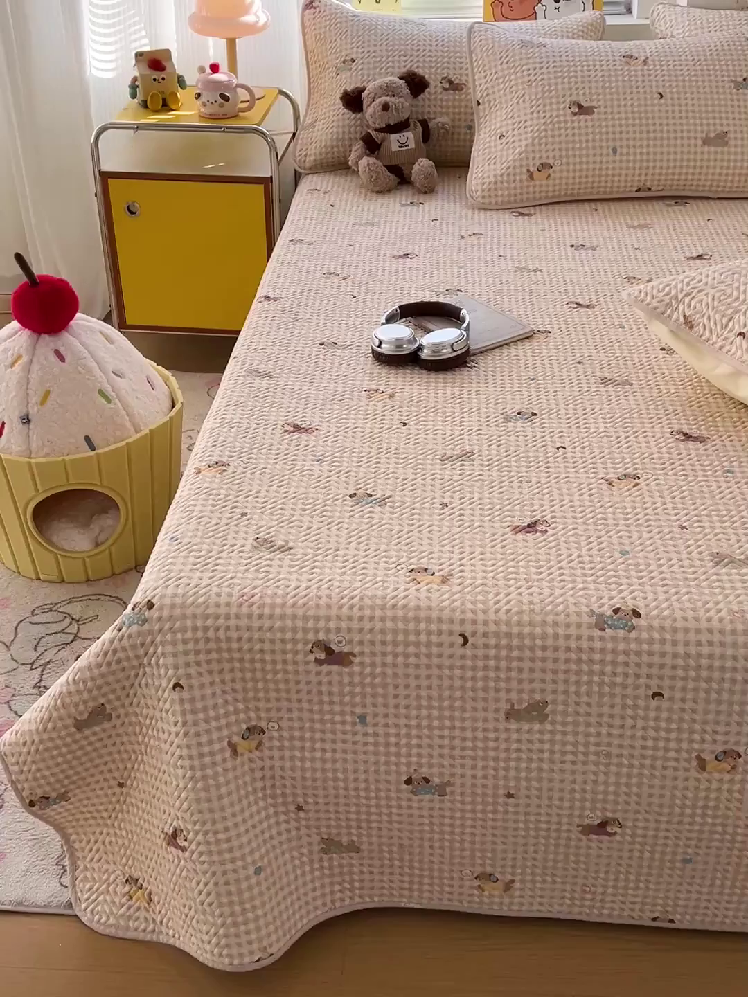 91家纺网 家纺一手货源 找家纺 羽爱家纺 2025新款A类全棉印花水洗床盖三件套系列 汪汪队