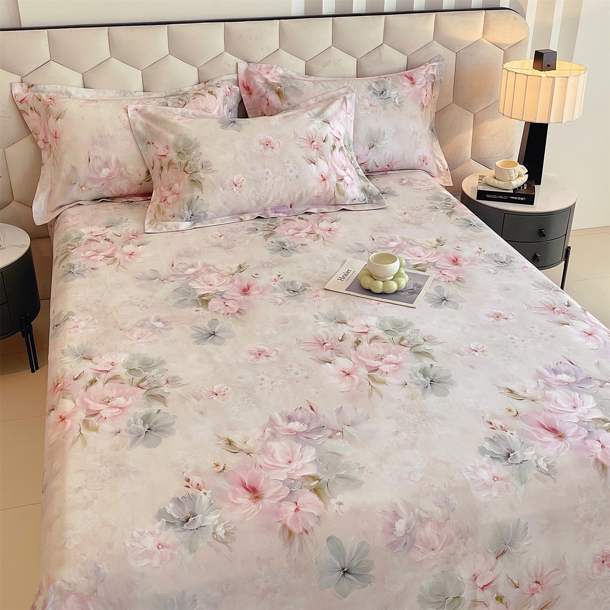 91家纺网 家纺一手货源 找家纺 宝齐莱家纺 2025新款全棉磨毛印花床单四件套-系列二 万紫千红