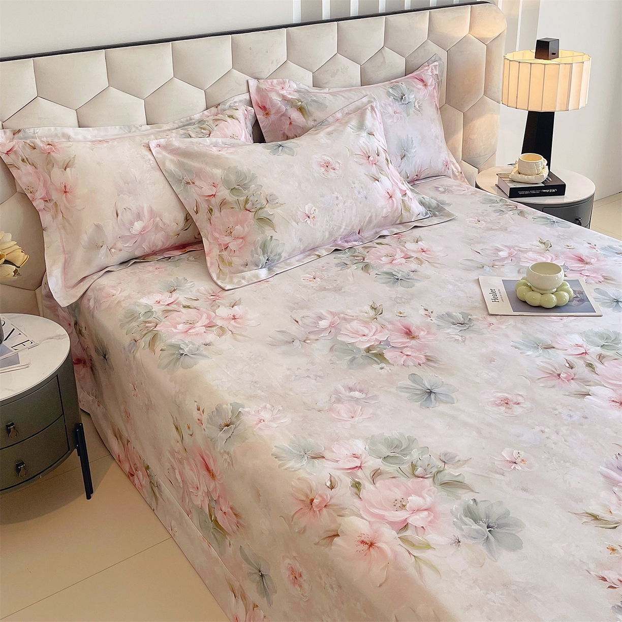 91家纺网 家纺一手货源 找家纺 宝齐莱家纺 2025新款全棉磨毛印花床单四件套-系列二 万紫千红