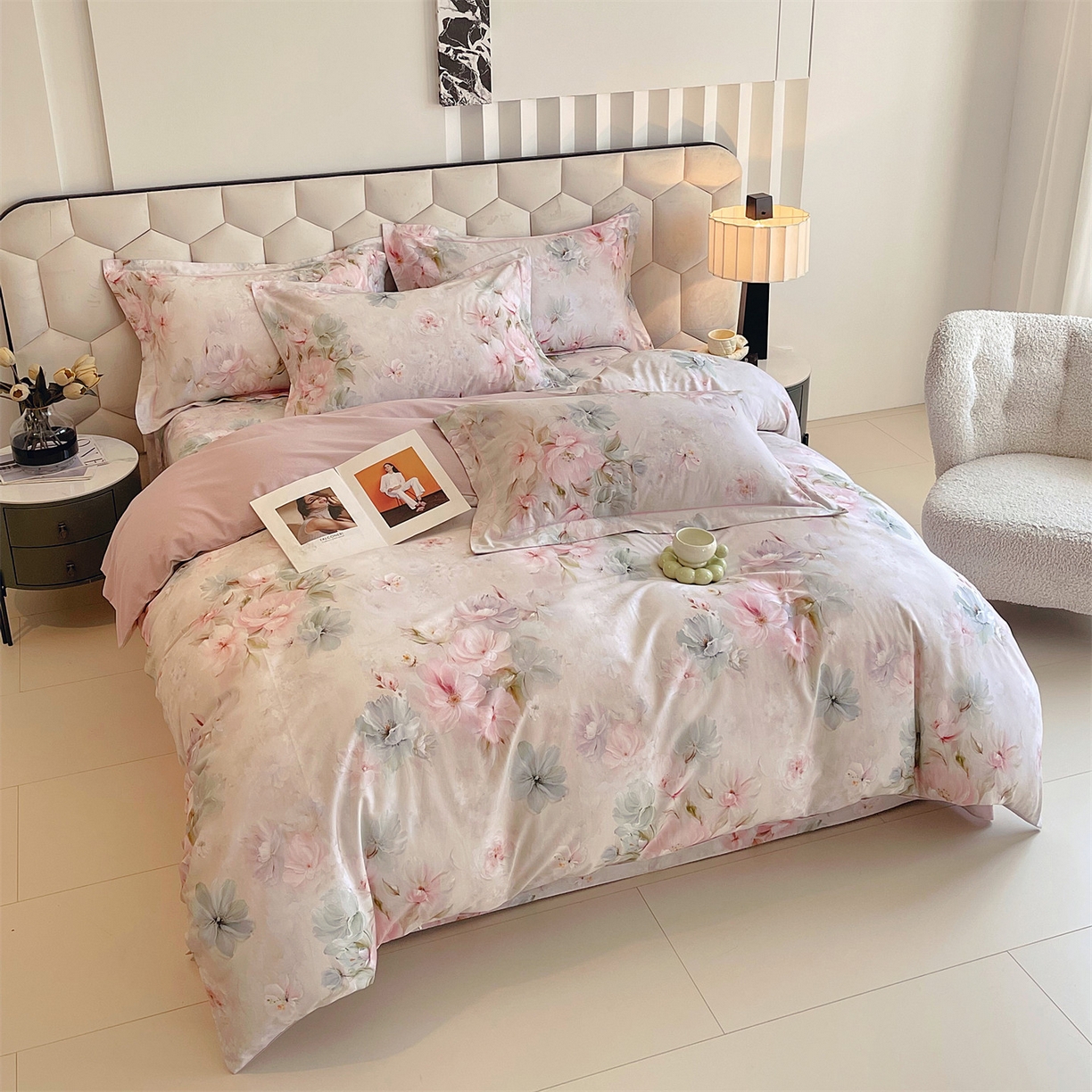 91家纺网 家纺一手货源 找家纺 宝齐莱家纺 2025新款全棉磨毛印花床单四件套-系列二 万紫千红