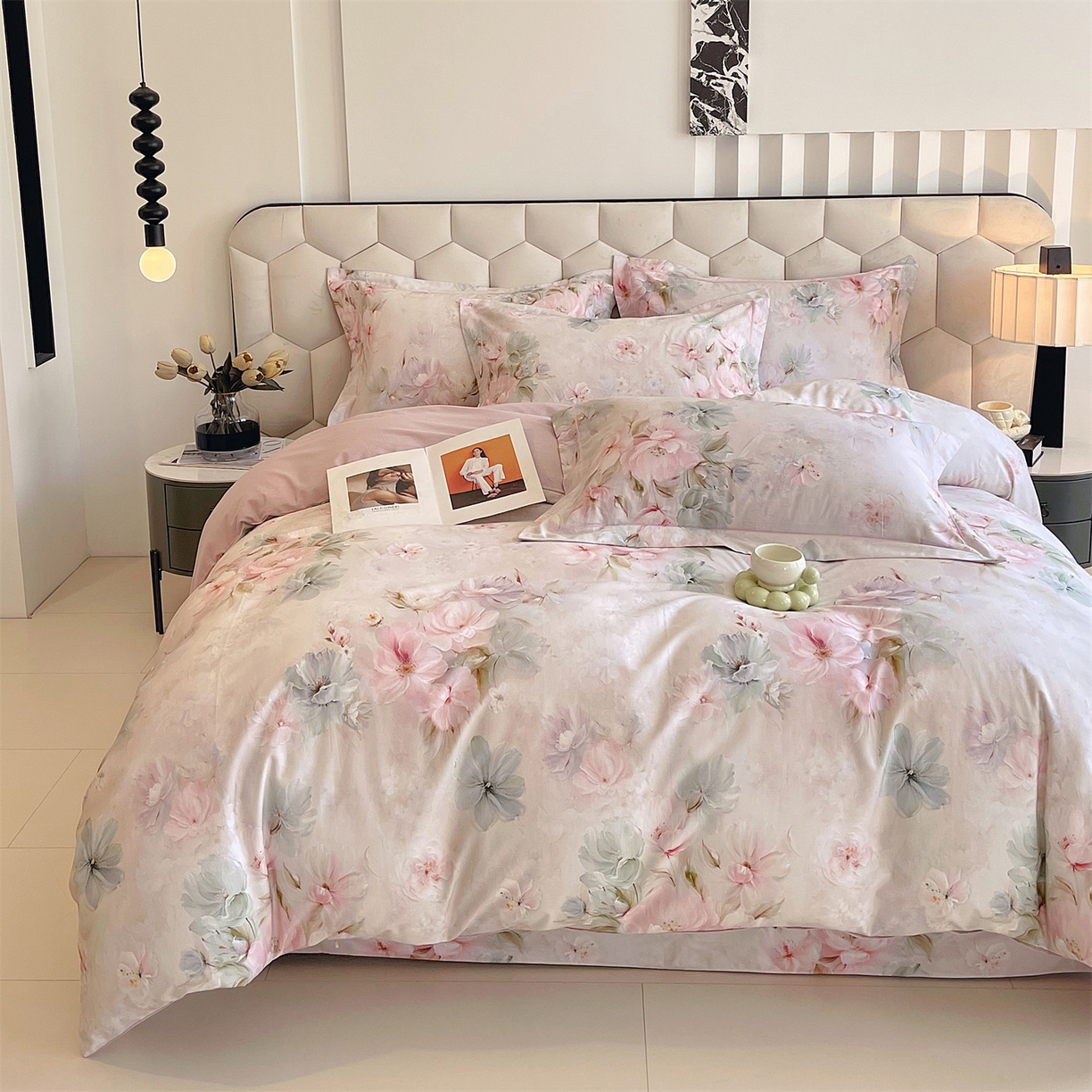 91家纺网 家纺一手货源 找家纺 宝齐莱家纺 2025新款全棉磨毛印花床单四件套-系列二 万紫千红