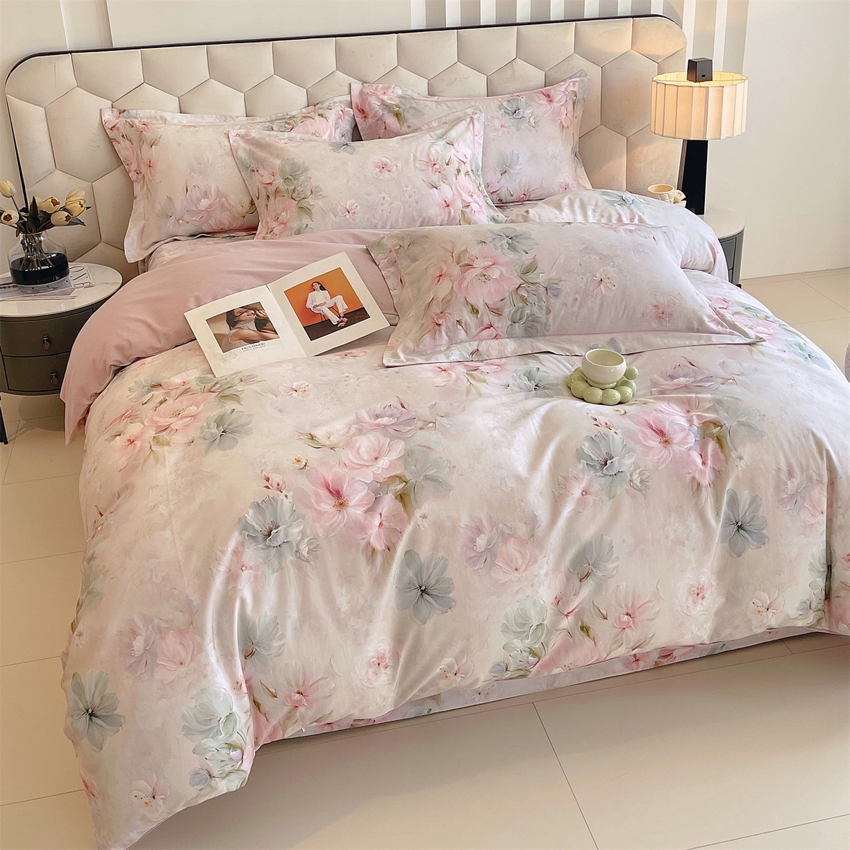 91家纺网 家纺一手货源 找家纺 宝齐莱家纺 2025新款全棉磨毛印花床单四件套-系列二 万紫千红