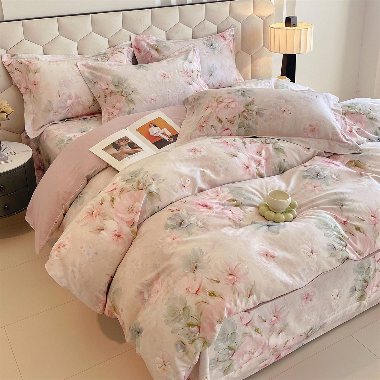 91家纺网 家纺一手货源 找家纺 宝齐莱家纺 2025新款全棉磨毛印花床单四件套-系列二 万紫千红