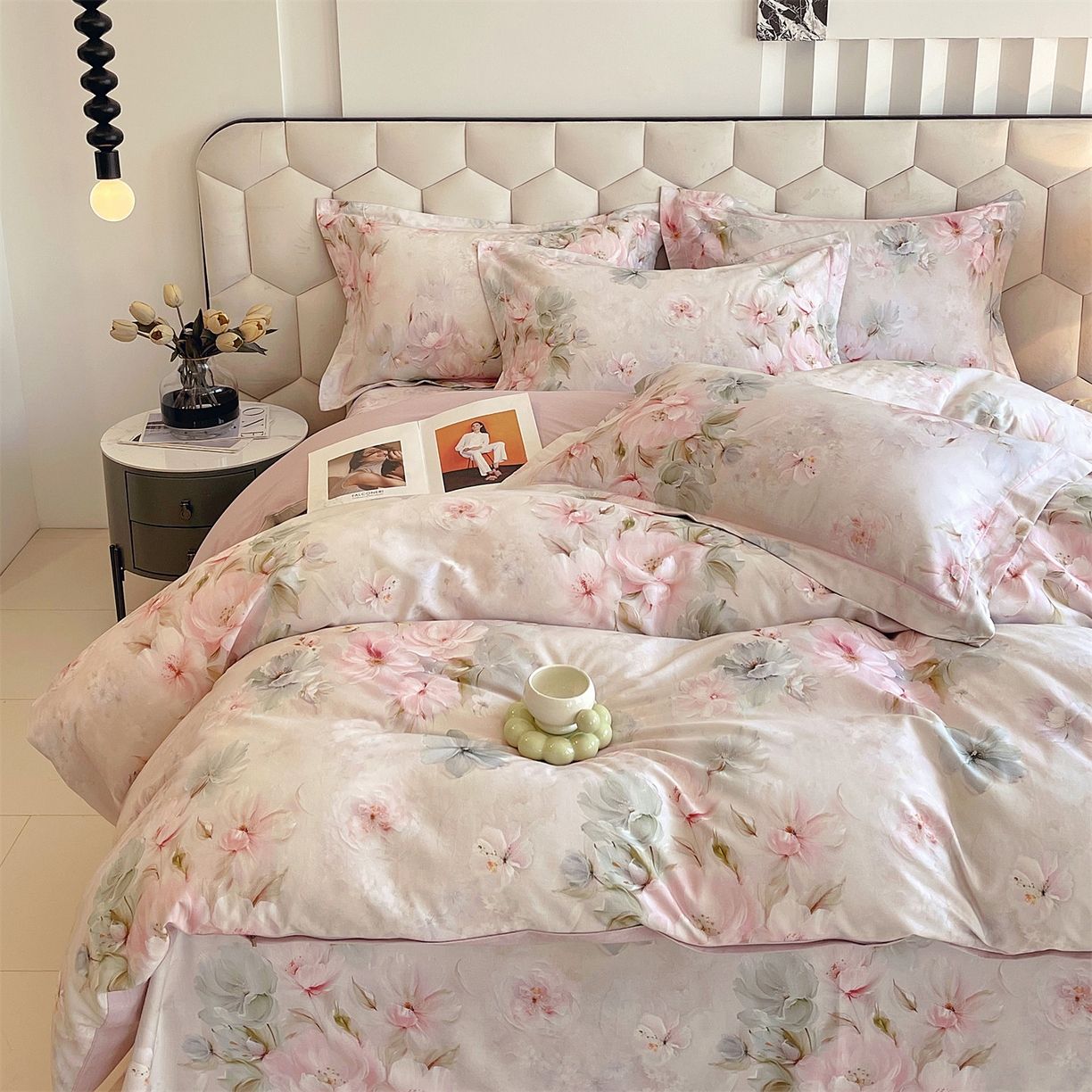 91家纺网 家纺一手货源 找家纺 宝齐莱家纺 2025新款全棉磨毛印花床单四件套-系列二 万紫千红