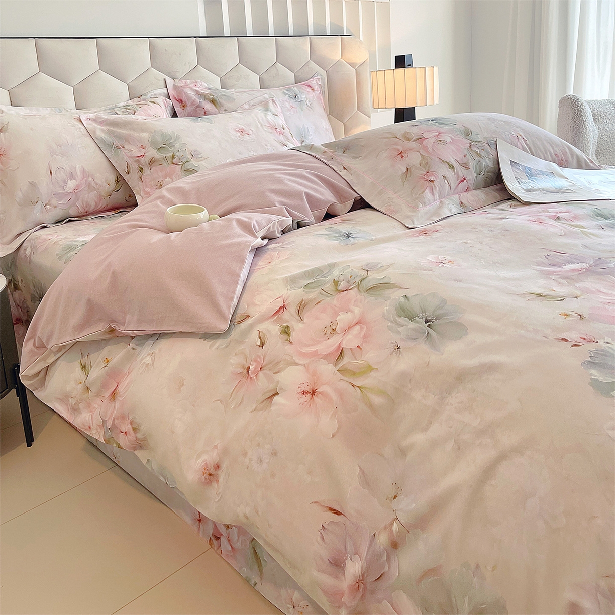 91家纺网 家纺一手货源 找家纺 宝齐莱家纺 2025新款全棉磨毛印花床单四件套-系列二 万紫千红