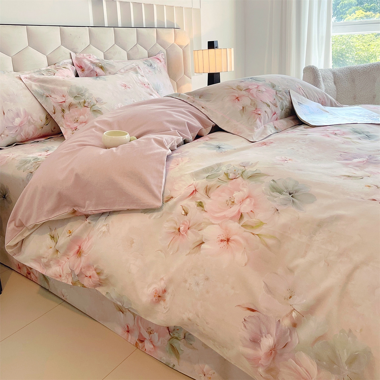 91家纺网 家纺一手货源 找家纺 宝齐莱家纺 2025新款全棉磨毛印花床单四件套-系列二 万紫千红