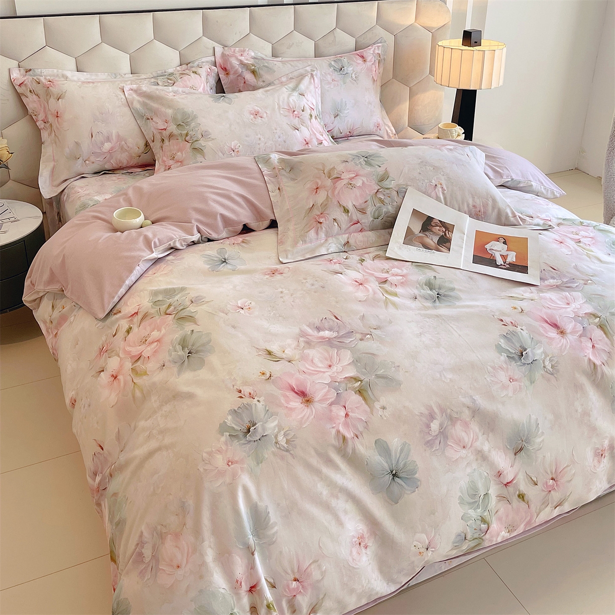 91家纺网 家纺一手货源 找家纺 宝齐莱家纺 2025新款全棉磨毛印花床单四件套-系列二 万紫千红