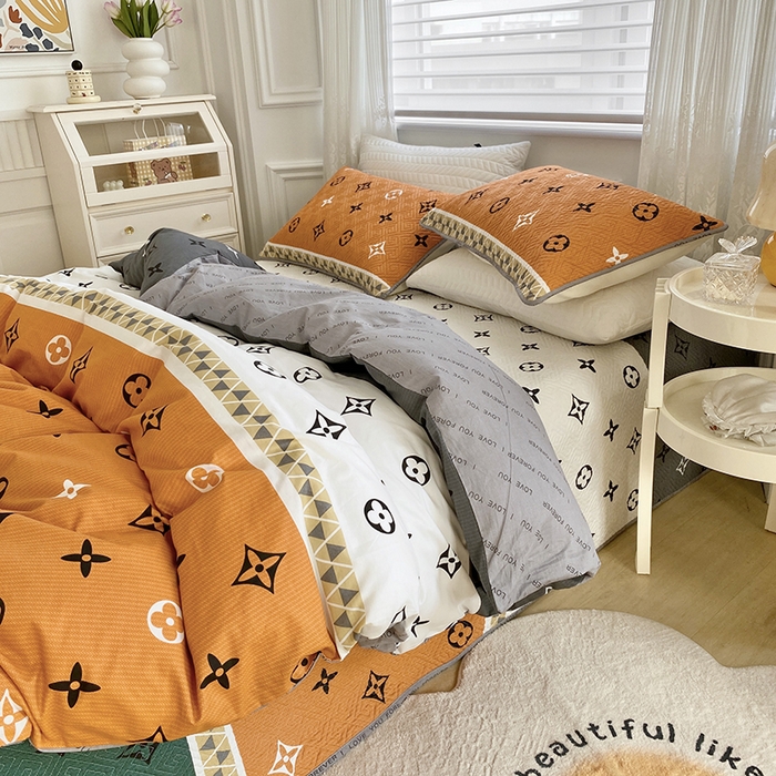 91家纺网 家纺一手货源 找家纺 羽爱家纺 2025新款A类全棉印花水洗床盖三件套系列 伊丽莎白