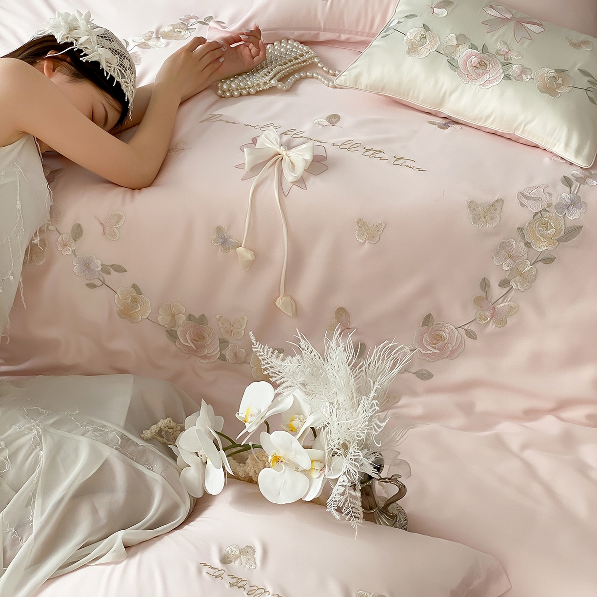 91家纺网 家纺一手货源 找家纺 （总）佳汐蓝家纺 2025新款天丝棉磨毛四件套-花序