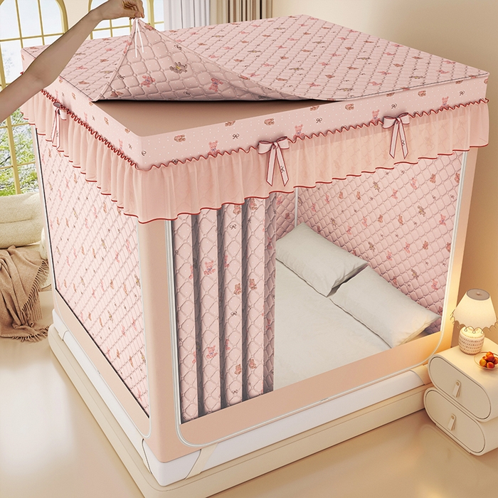 91家纺网 家纺一手货源 找家纺 （总）锦逸家居 2025新款遮光防蚊坐床蚊帐加厚保暖夹棉蚊帐