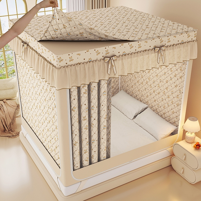 锦逸家居 2025新款遮光防蚊坐床蚊帐加厚保暖夹棉蚊帐 萌萌熊