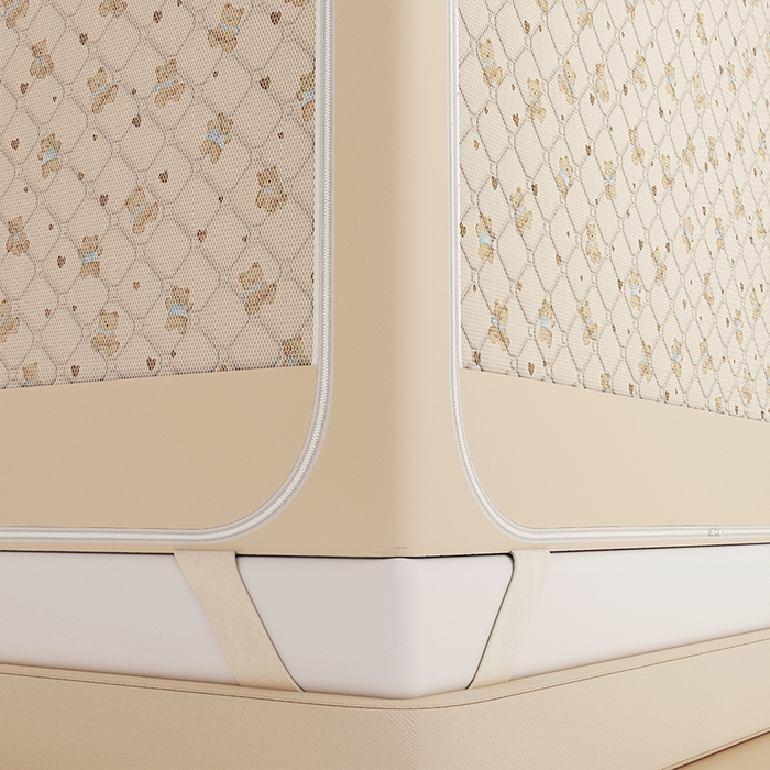 91家纺网 家纺一手货源 找家纺 锦逸家居 2025新款遮光防蚊坐床蚊帐加厚保暖夹棉蚊帐 萌萌熊