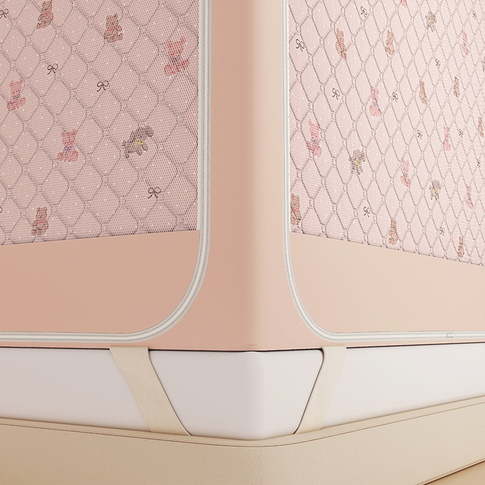 91家纺网 家纺一手货源 找家纺 锦逸家居 2025新款遮光防蚊坐床蚊帐加厚保暖夹棉蚊帐 可爱乐园