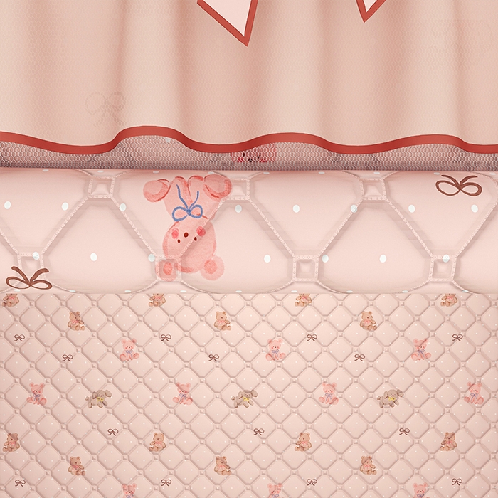 91家纺网 家纺一手货源 找家纺 锦逸家居 2025新款遮光防蚊坐床蚊帐加厚保暖夹棉蚊帐 可爱乐园