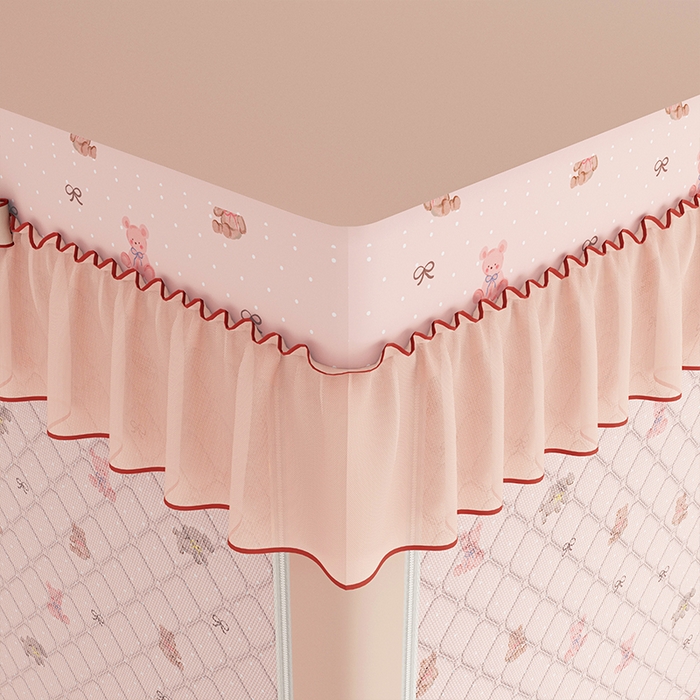 91家纺网 家纺一手货源 找家纺 锦逸家居 2025新款遮光防蚊坐床蚊帐加厚保暖夹棉蚊帐 可爱乐园