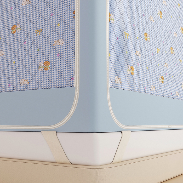 91家纺网 家纺一手货源 找家纺 锦逸家居 2025新款遮光防蚊坐床蚊帐加厚保暖夹棉蚊帐 快乐好朋友