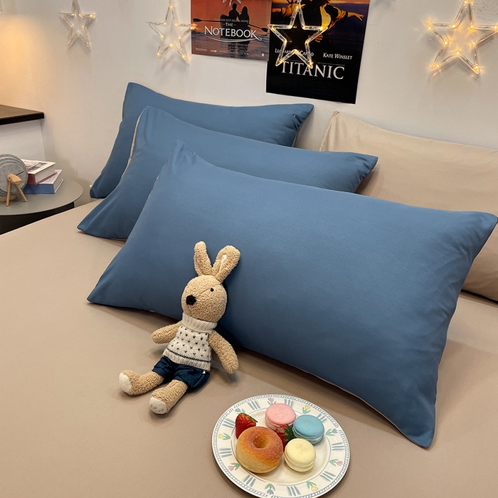 赫然家纺 2026新款纯色磨毛系列单枕套 天蓝