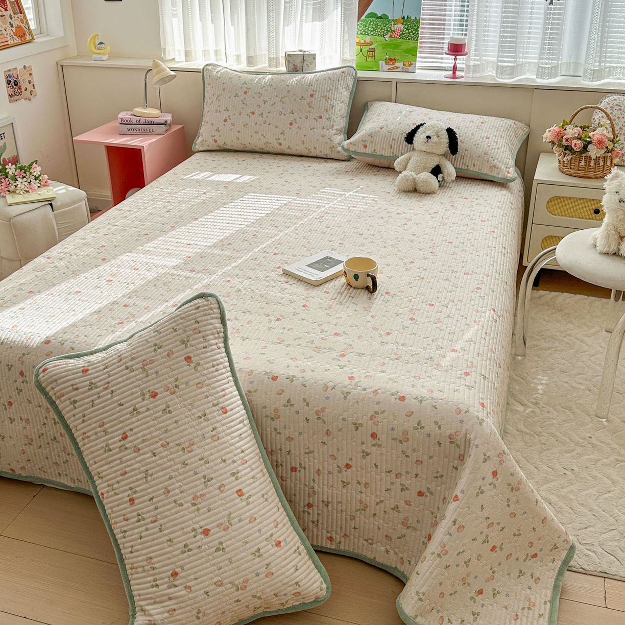 91家纺网 家纺一手货源 找家纺 （总）恒尚居 2026新款纯棉牛奶绒床盖双面两用夹棉床单床垫-秋冬款 四季通用