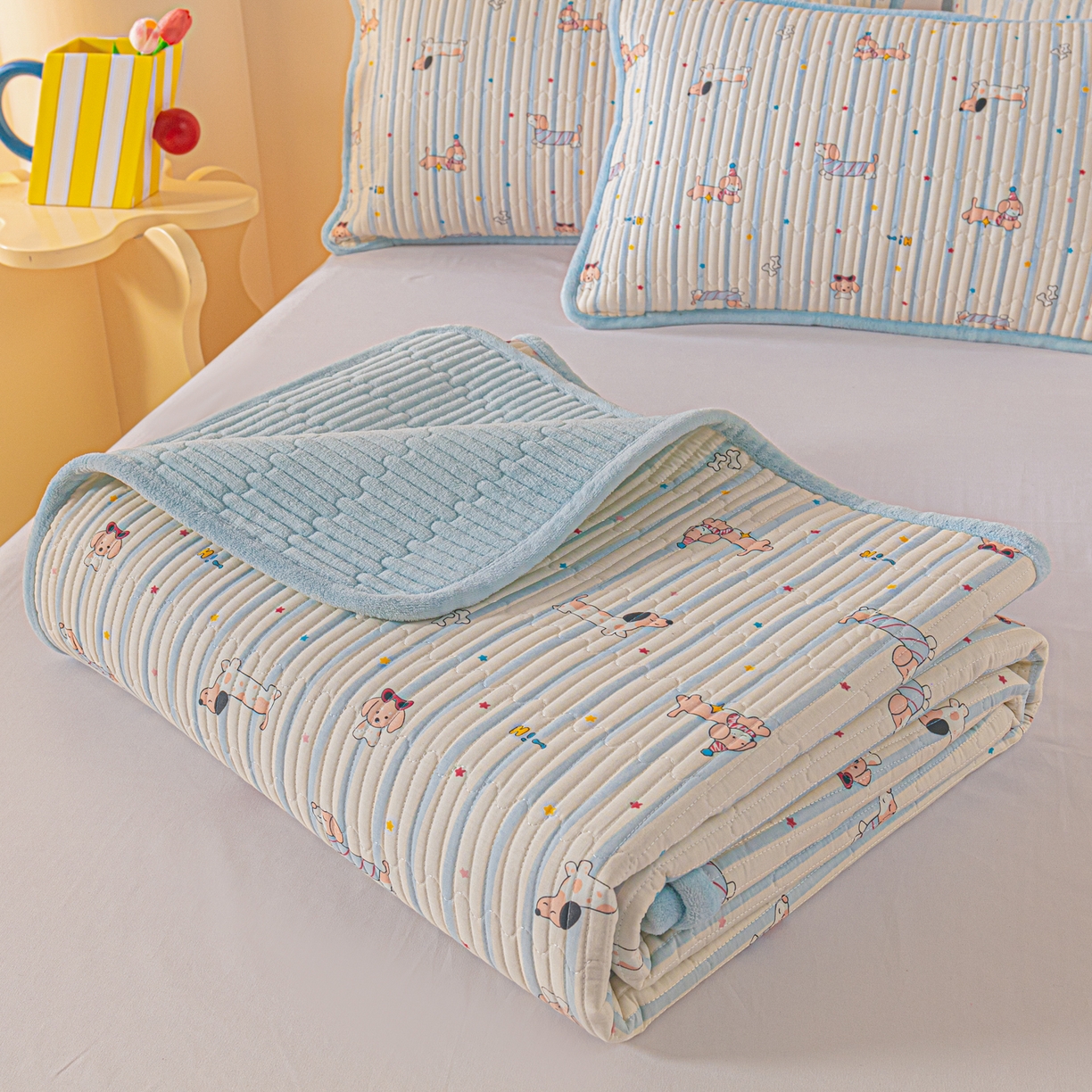 91家纺网 家纺一手货源 找家纺 （总）恒尚居 2026新款纯棉牛奶绒床盖双面两用夹棉床单床垫-秋冬款 四季通用