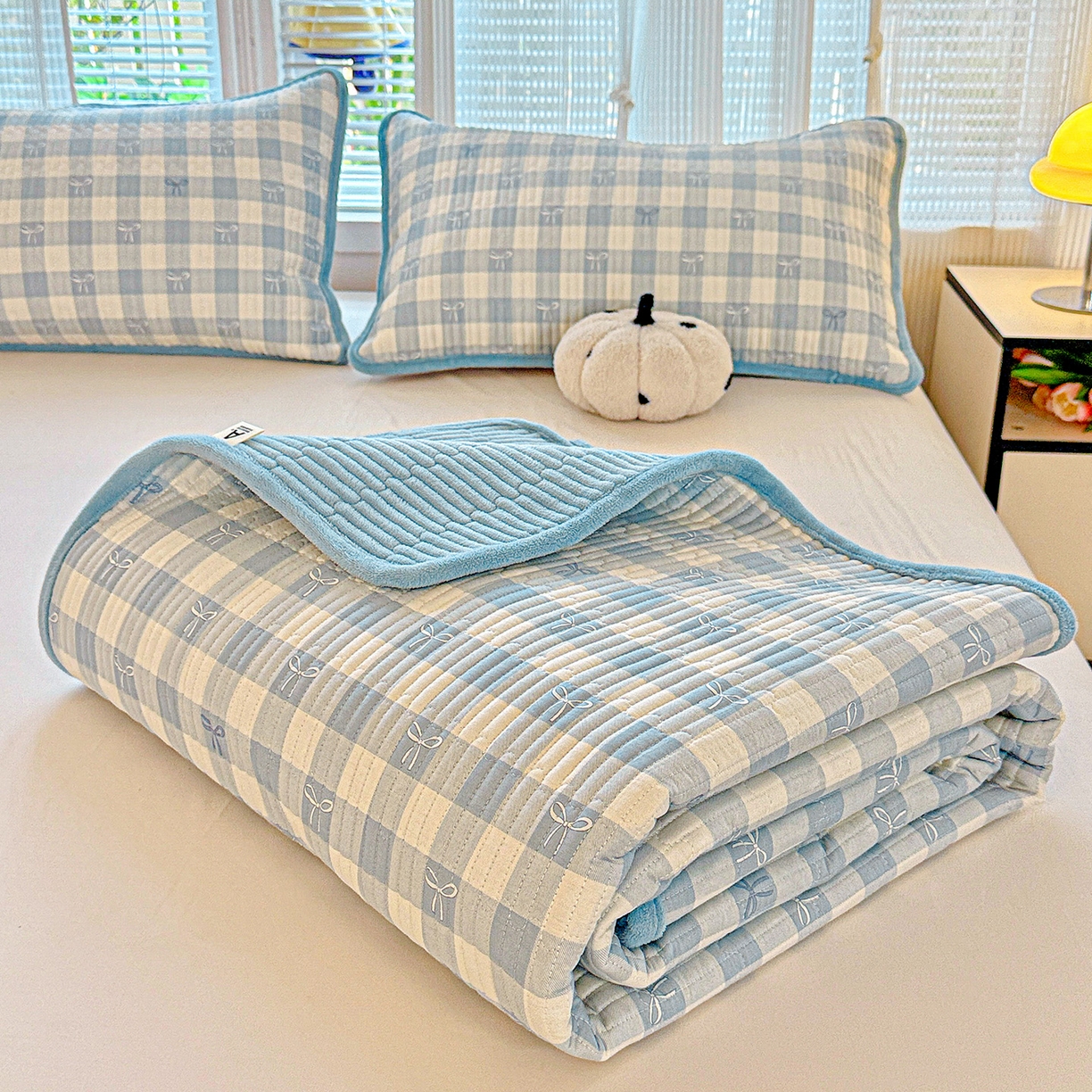 91家纺网 家纺一手货源 找家纺 （总）恒尚居 2026新款纯棉牛奶绒床盖双面两用夹棉床单床垫-秋冬款 四季通用