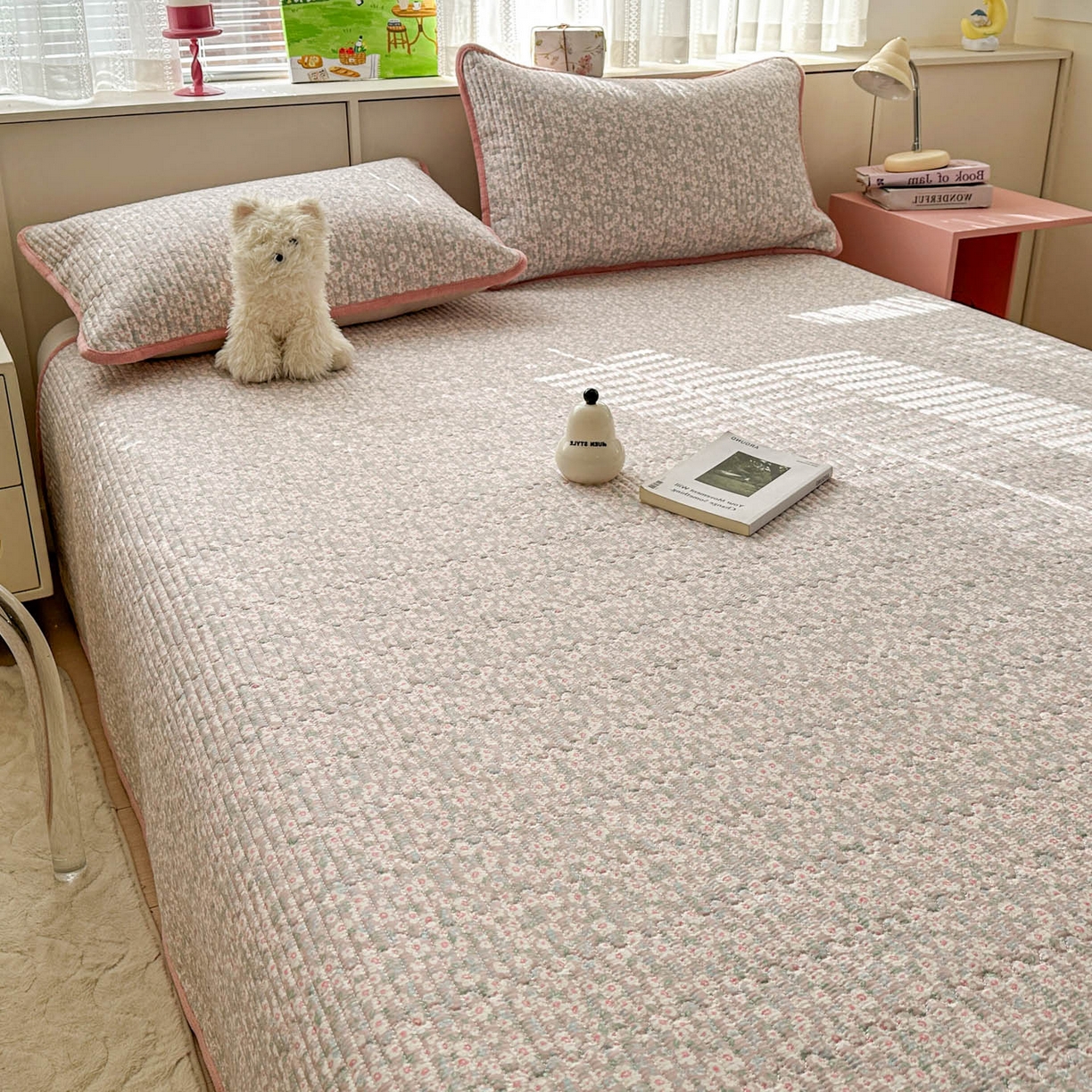 91家纺网 家纺一手货源 找家纺 恒尚居 2026新款纯棉牛奶绒床盖双面两用夹棉床单床垫-秋冬款 四季通用 花海【A纯棉-B牛奶绒】