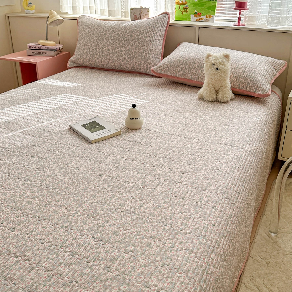 91家纺网 家纺一手货源 找家纺 恒尚居 2026新款纯棉牛奶绒床盖双面两用夹棉床单床垫-秋冬款 四季通用 花海【A纯棉-B牛奶绒】