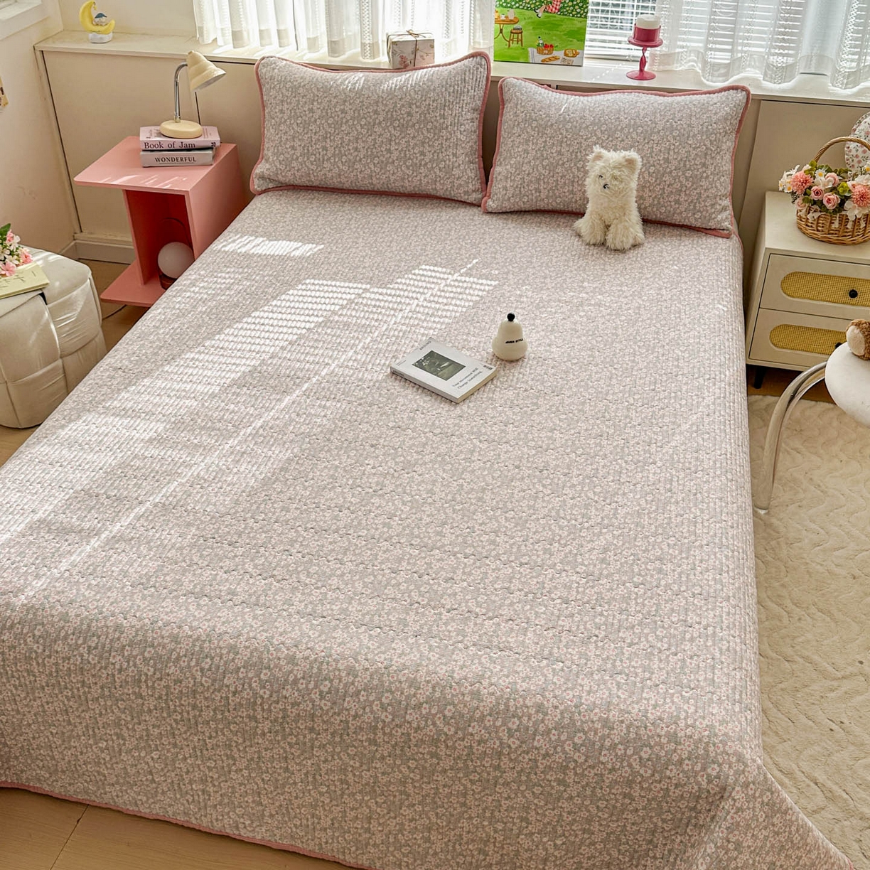 91家纺网 家纺一手货源 找家纺 恒尚居 2026新款纯棉牛奶绒床盖双面两用夹棉床单床垫-秋冬款 四季通用 花海【A纯棉-B牛奶绒】