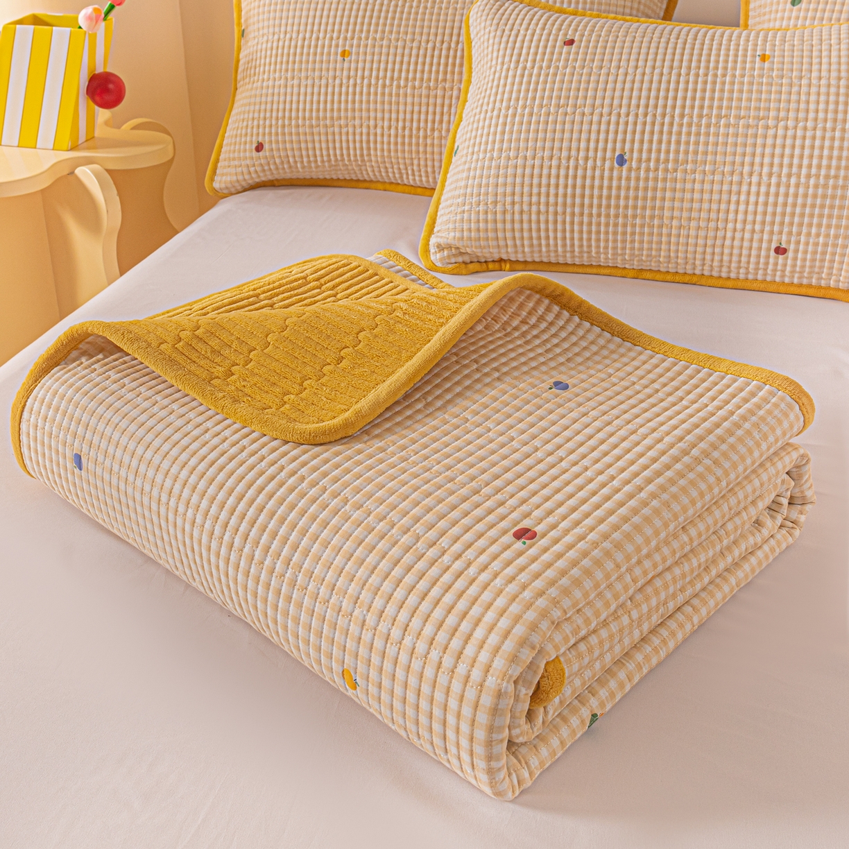 恒尚居 2026新款纯棉牛奶绒床盖双面两用夹棉床单床垫-秋冬款 四季通用 雨果【A纯棉-B牛奶绒】