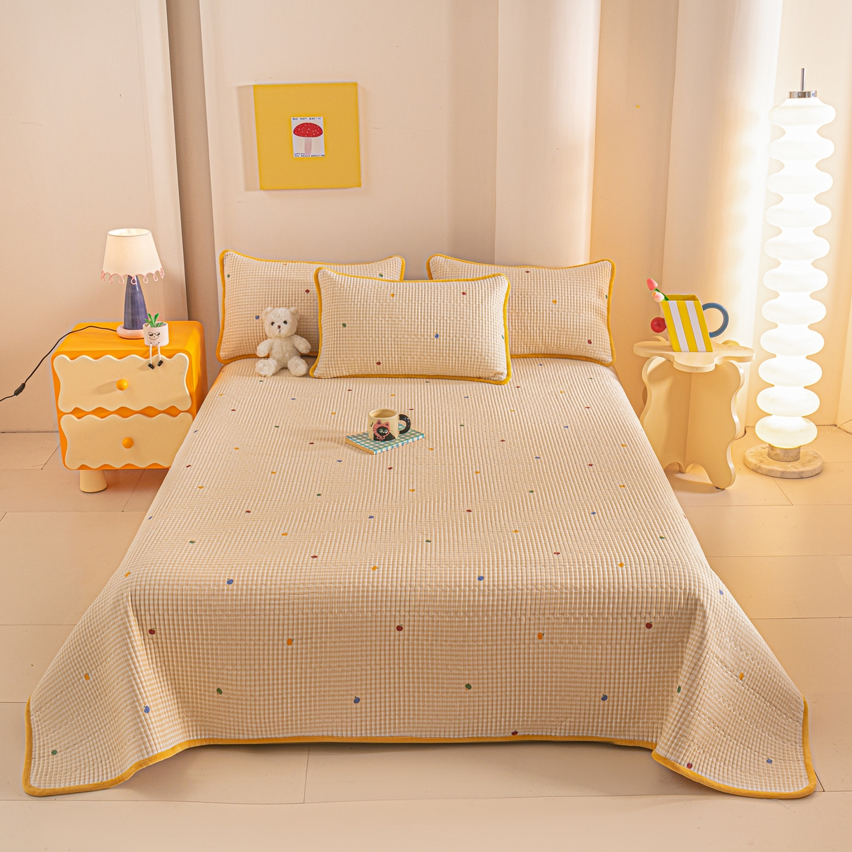 91家纺网 家纺一手货源 找家纺 恒尚居 2026新款纯棉牛奶绒床盖双面两用夹棉床单床垫-秋冬款 四季通用 雨果【A纯棉-B牛奶绒】