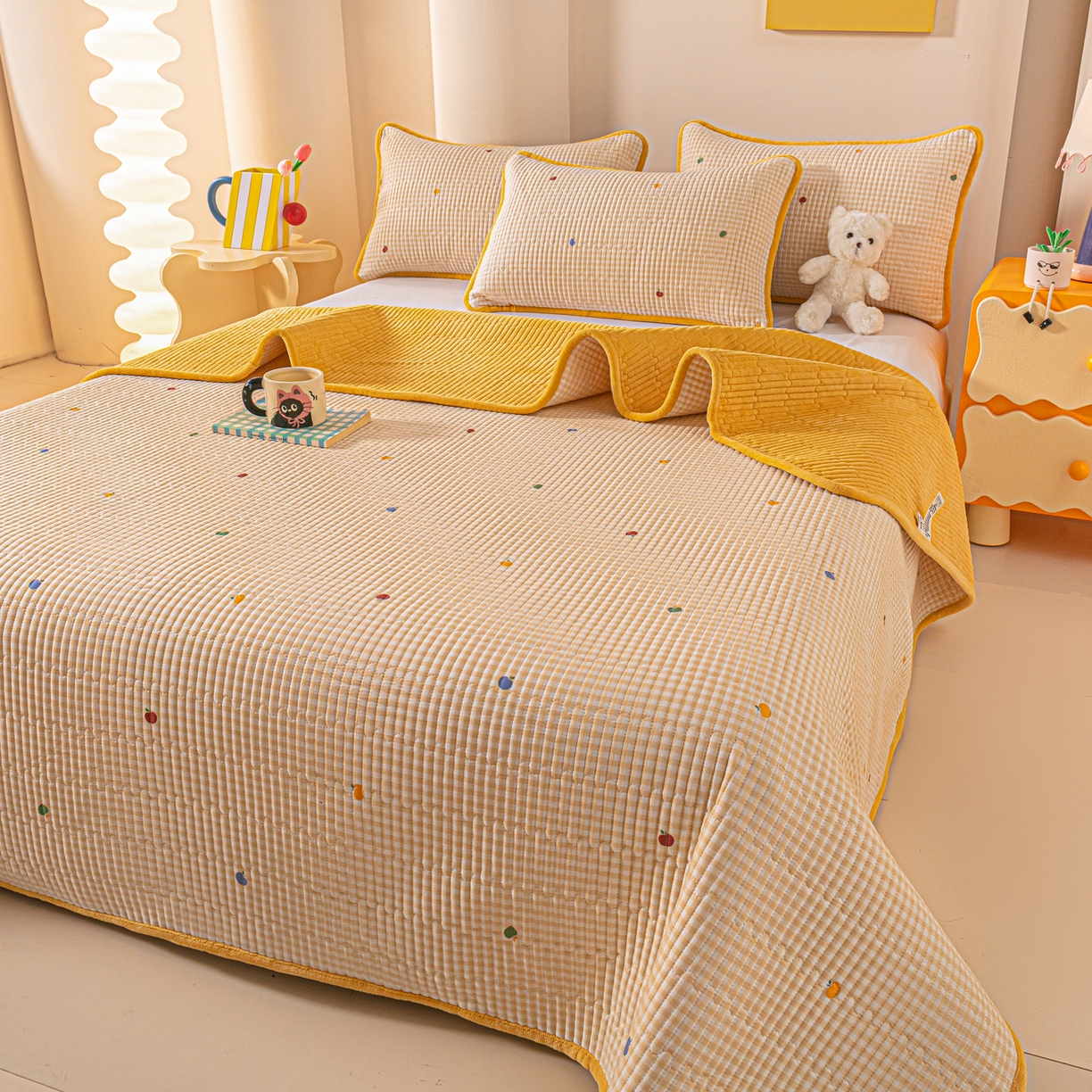 91家纺网 家纺一手货源 找家纺 恒尚居 2026新款纯棉牛奶绒床盖双面两用夹棉床单床垫-秋冬款 四季通用 雨果【A纯棉-B牛奶绒】