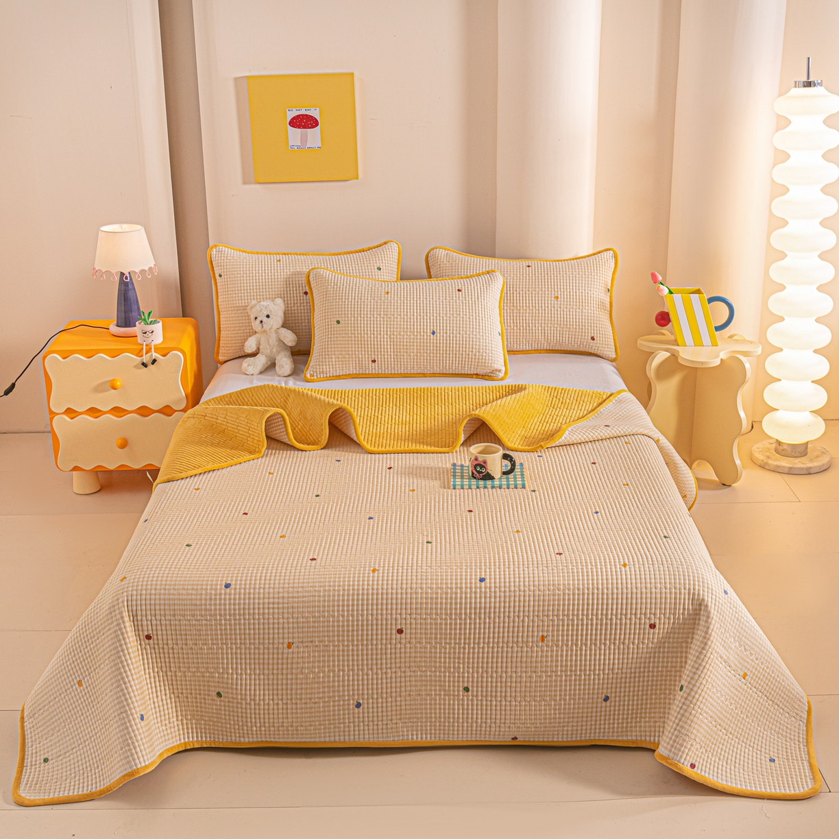 91家纺网 家纺一手货源 找家纺 恒尚居 2026新款纯棉牛奶绒床盖双面两用夹棉床单床垫-秋冬款 四季通用 雨果【A纯棉-B牛奶绒】