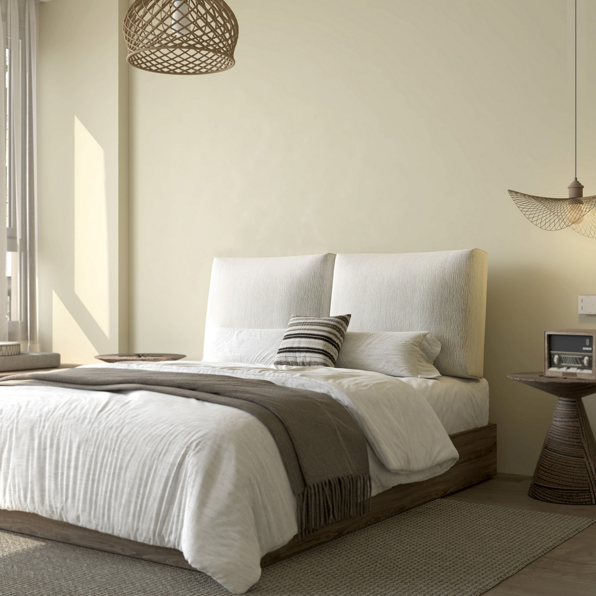 91家纺网 家纺一手货源 找家纺 美达人 2025新款亲肤立体雪尼尔可拆卸靠背 立体雪尼尔-米白