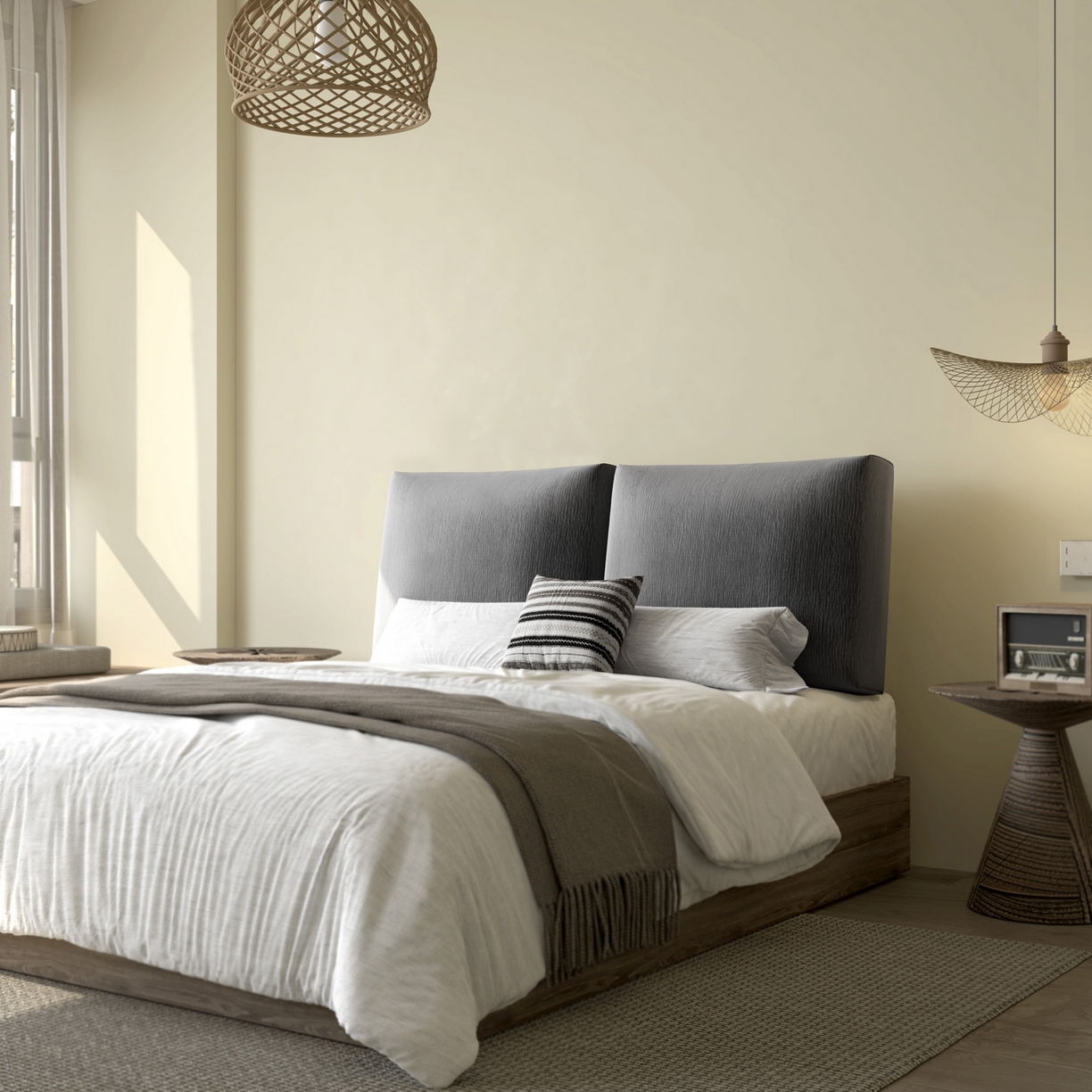 91家纺网 家纺一手货源 找家纺 美达人 2025新款亲肤立体雪尼尔可拆卸靠背 立体雪尼尔-深灰