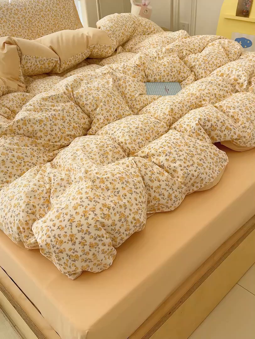 91家纺网 家纺一手货源 找家纺 （总）竹合家纺 2026新款春款A类古法水洗仿棉云感棉小布袋四件套