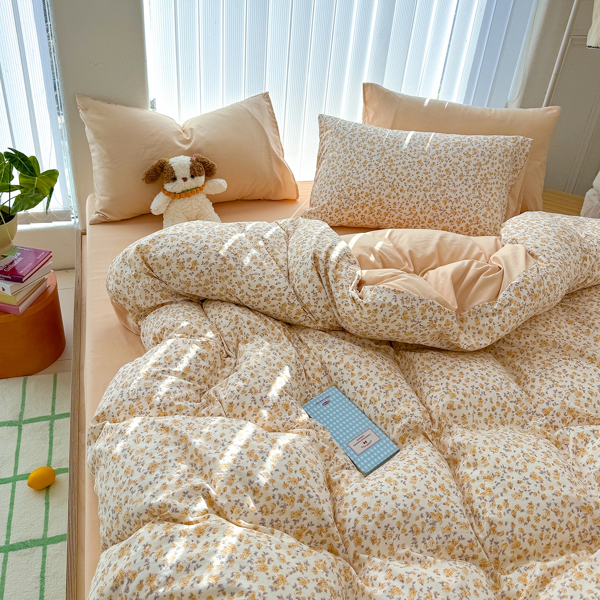 91家纺网 家纺一手货源 找家纺 （总）竹合家纺 2026新款春款A类古法水洗仿棉云感棉小布袋四件套