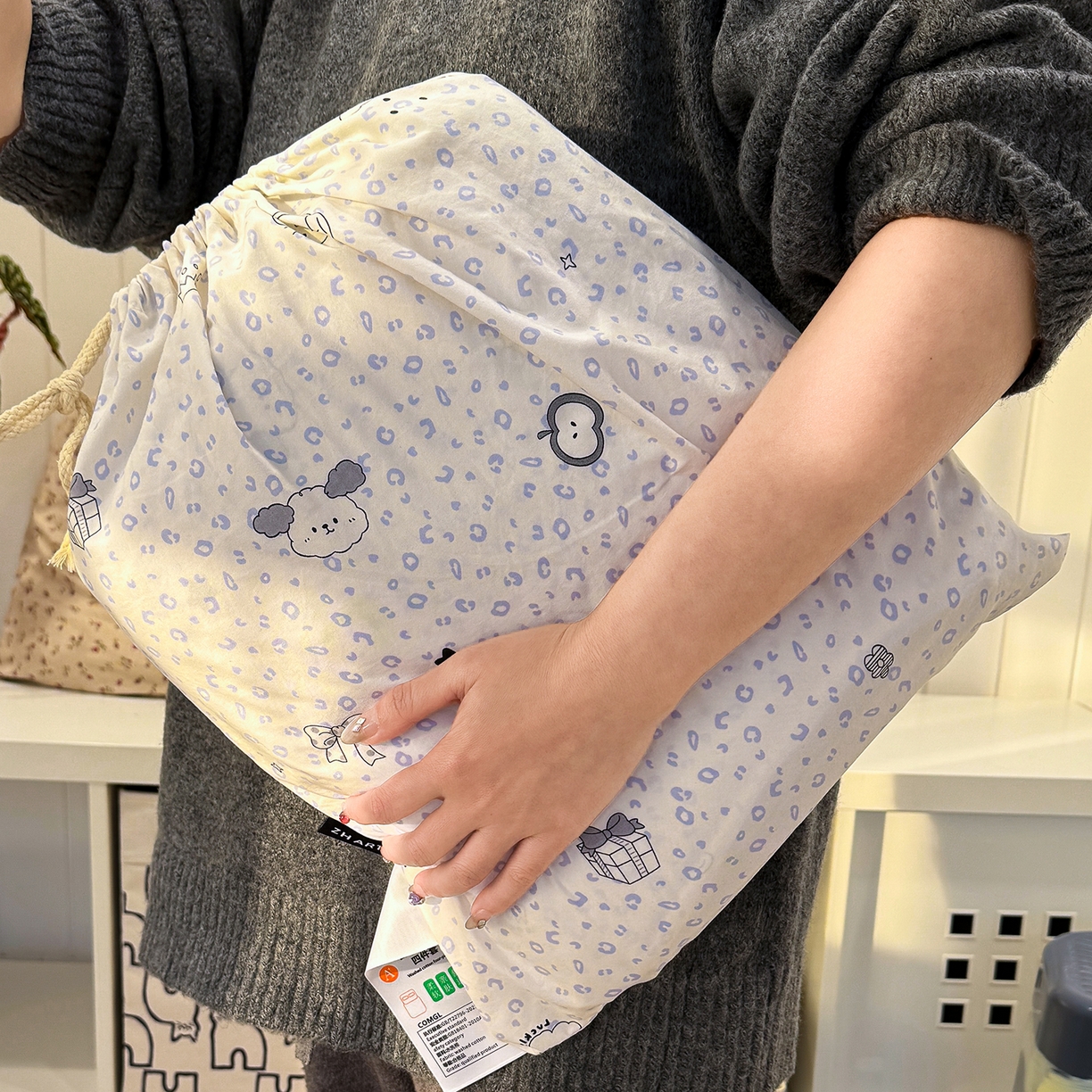 91家纺网 家纺一手货源 找家纺 （总）竹合家纺 2026新款春款A类古法水洗仿棉云感棉小布袋四件套