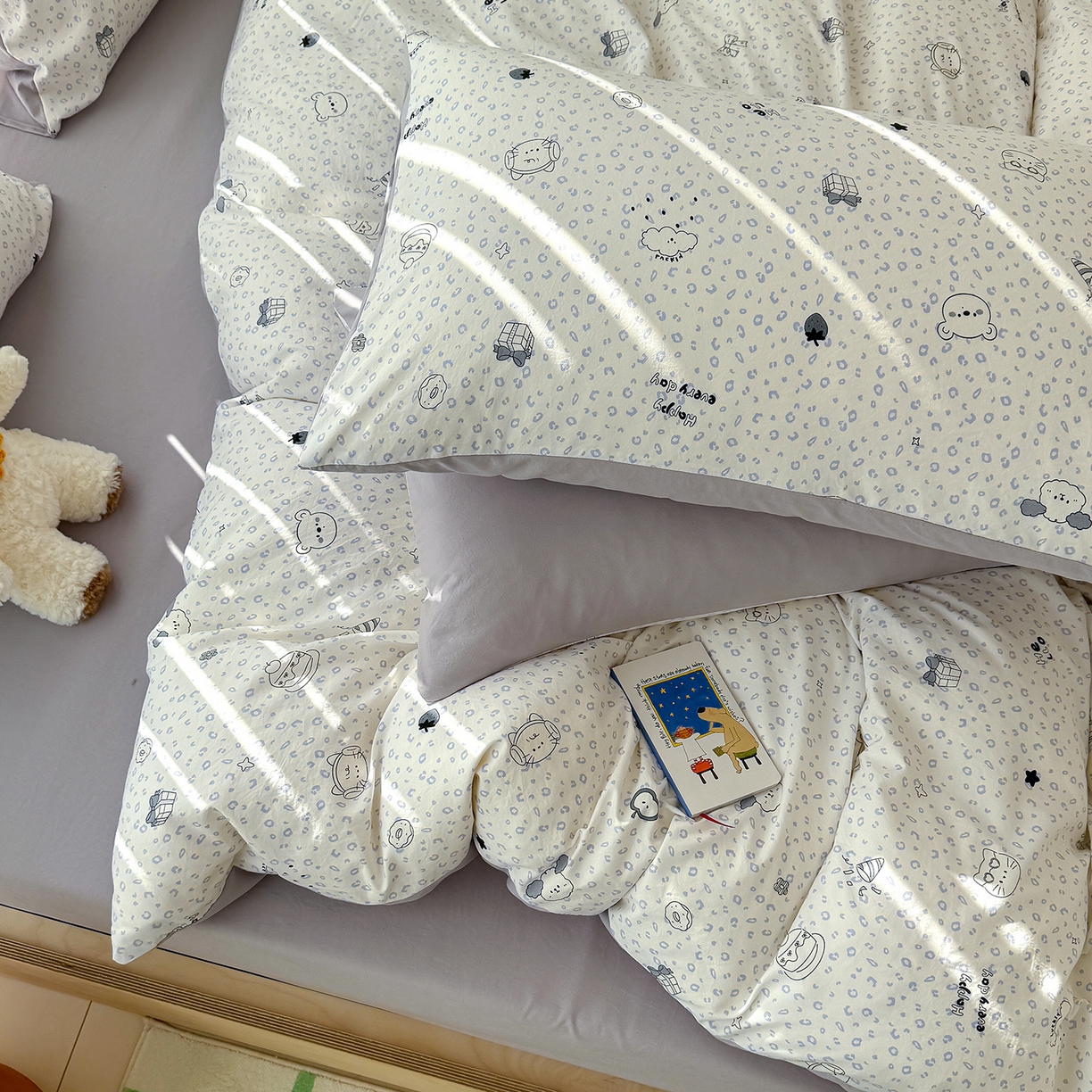 91家纺网 家纺一手货源 找家纺 竹合家纺 2026新款春款A类古法水洗仿棉云感棉小布袋四件套 礼物狗狗