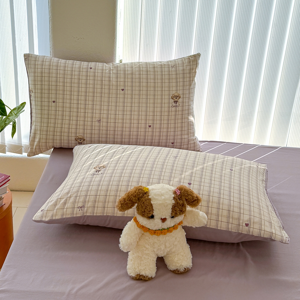 91家纺网 家纺一手货源 找家纺 竹合家纺 2026新款春款A类古法水洗仿棉云感棉小布袋四件套 甜心小狗