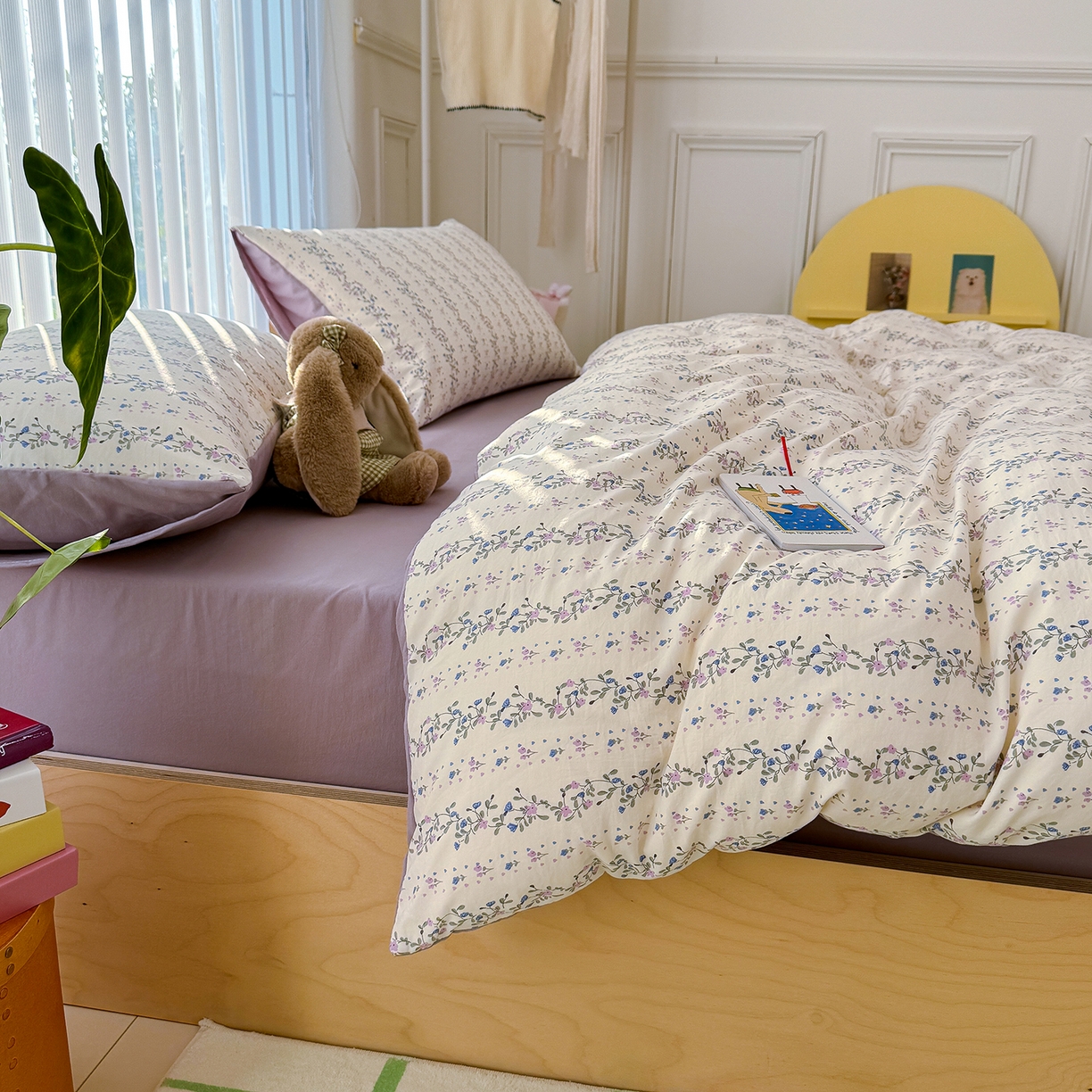 91家纺网 家纺一手货源 找家纺 竹合家纺 2026新款春款A类古法水洗仿棉云感棉小布袋四件套 兰枝玉树