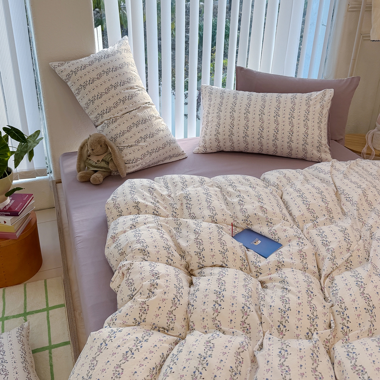 91家纺网 家纺一手货源 找家纺 竹合家纺 2026新款春款A类古法水洗仿棉云感棉小布袋四件套 兰枝玉树