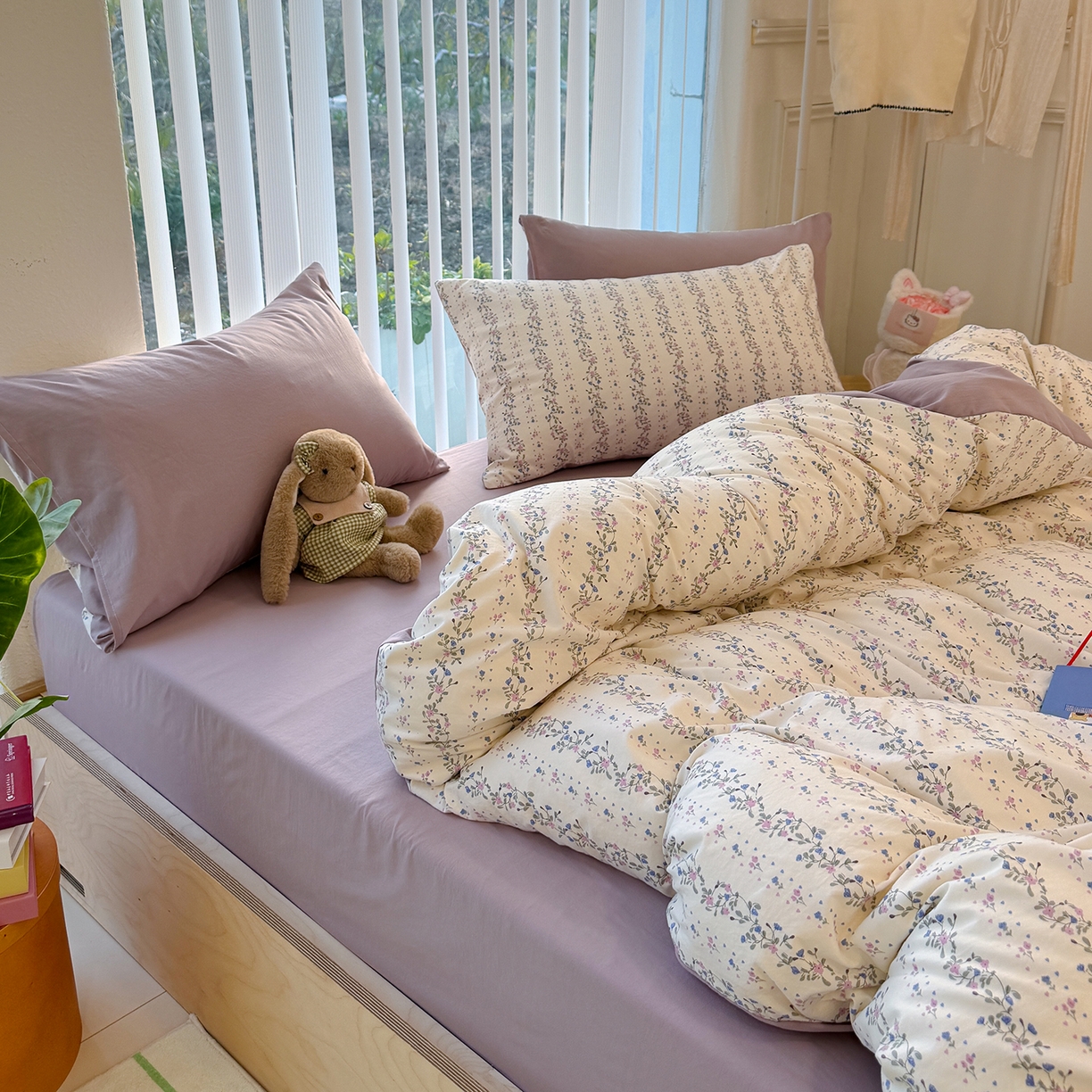 91家纺网 家纺一手货源 找家纺 竹合家纺 2026新款春款A类古法水洗仿棉云感棉小布袋四件套 兰枝玉树