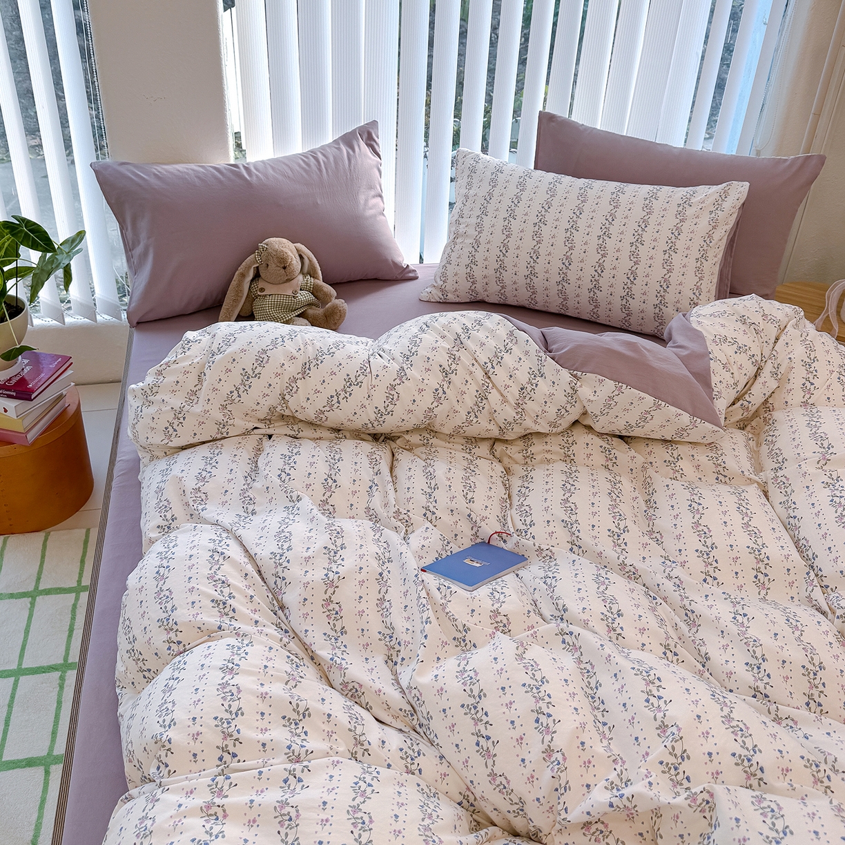 91家纺网 家纺一手货源 找家纺 竹合家纺 2026新款春款A类古法水洗仿棉云感棉小布袋四件套 兰枝玉树